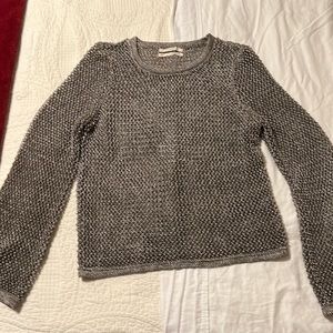 By Anthropologie Metallic Open-Stitch Sweater